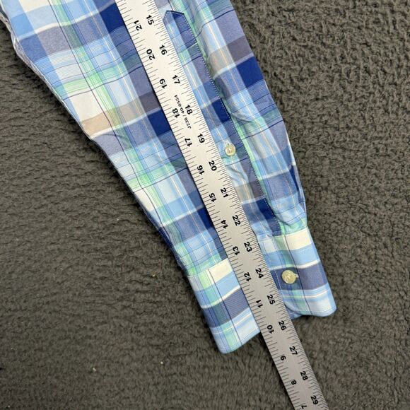 Peter Millar Shirt Mens XXL Blue Plaid Crown Sport Lightweight Stretch Button Up - Picture 13 of 14